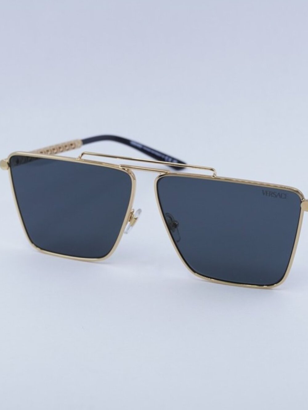 Versace VE2266 100287 Sunglasses Gold Rectangle Frame, Dark Grey Lenses